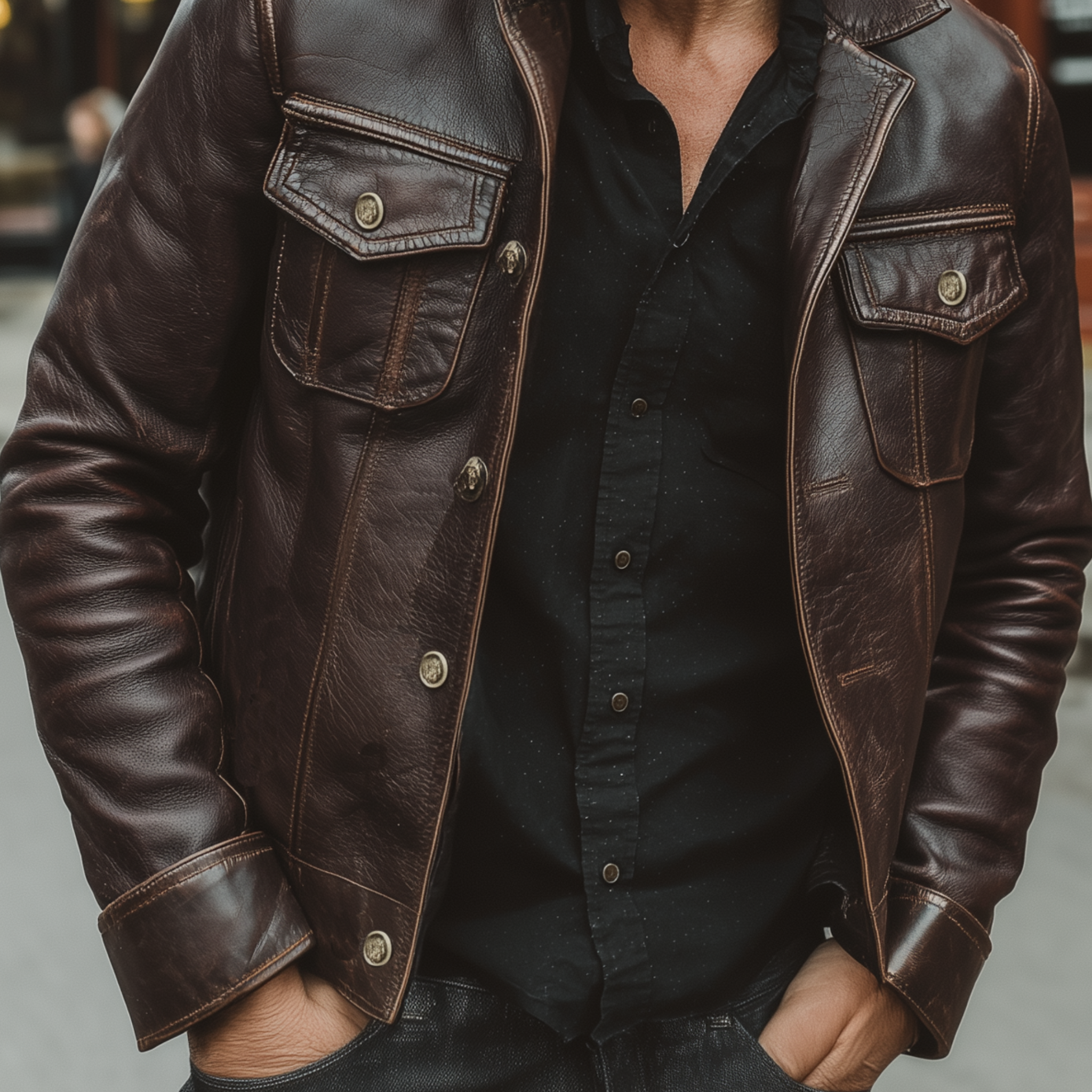 Men's Classic Retro Lapel PU Leather Zipper Jacket MTA1095I7K
