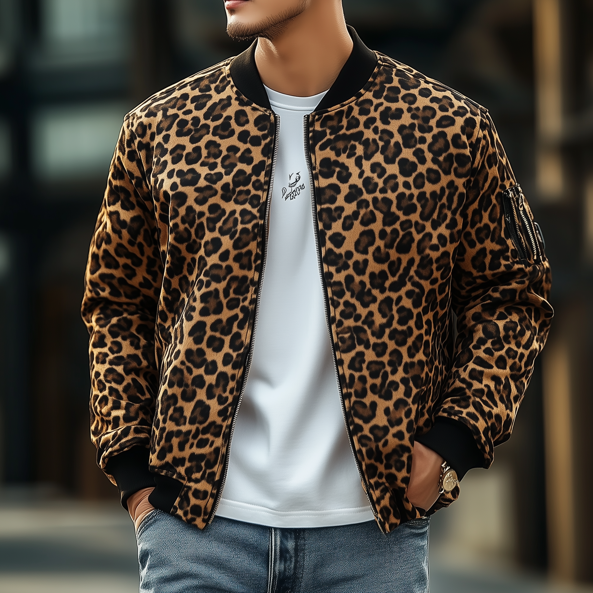 Men's Vintage Leopard Print Jacket MTA3045G4P