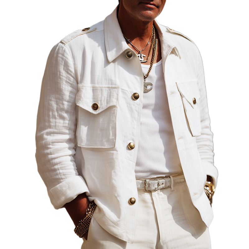 Men's Spring And Autumn Casual Cotton Button Jacket MTA2186H1U