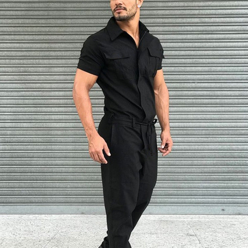 Men's Workwear Solid Color Jumpsuit 85674394X