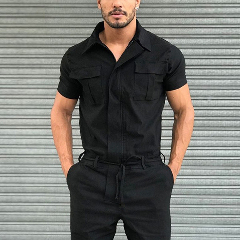 Men's Workwear Solid Color Jumpsuit 85674394X