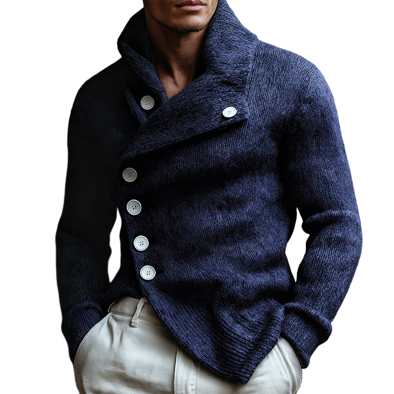 Men's Retro Casual Knitted Lapel Button-Up Cardigan MTA0185L0TO