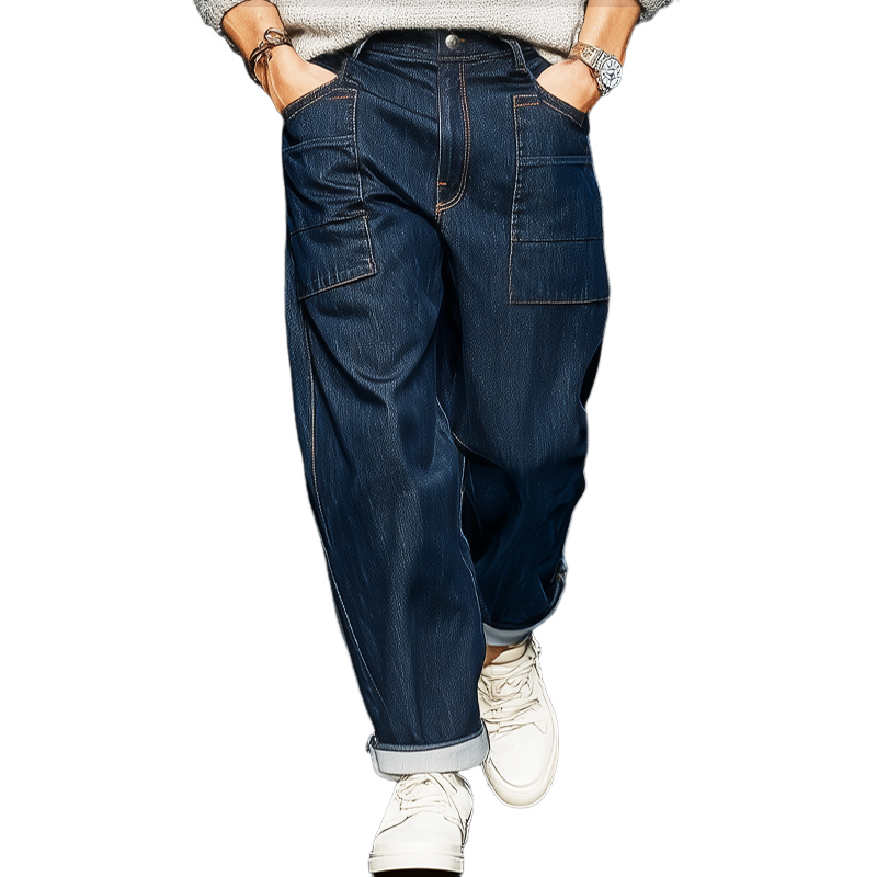Men's Classic Simple Dark Blue Jeans MTA2495J8U