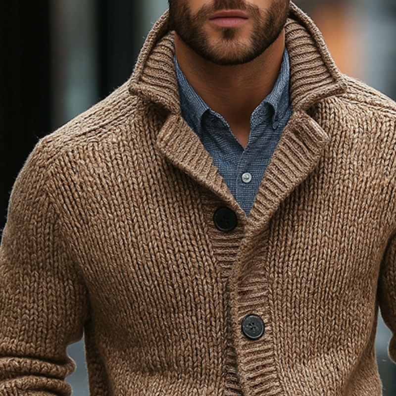 Men's Retro Casual Knitted Button-Down Lapel Cardigan MTA0810L4TO