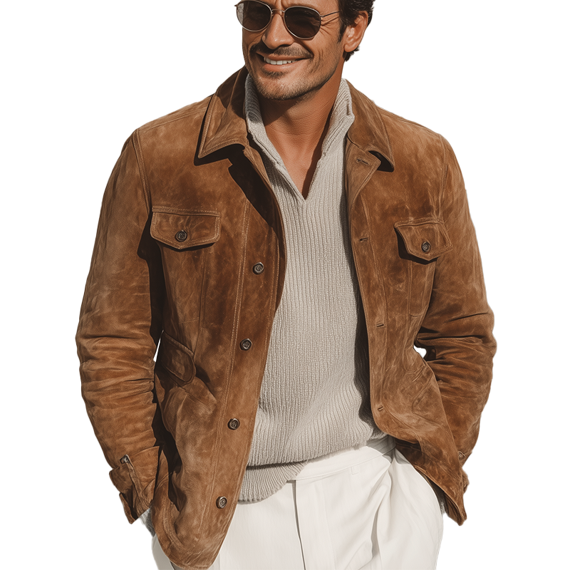 Men's Autumn/Winter Vintage Faux Suede Button Jacket MTA1365I9P