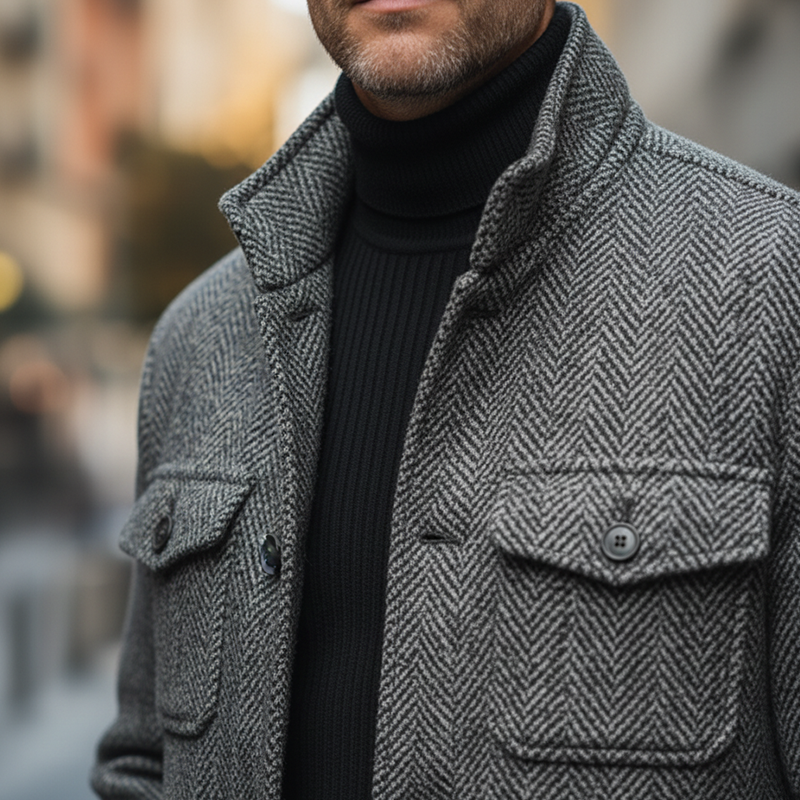 Men's Winter Fashion Twill Faux Wool Warm Jacket MTA1314K2P