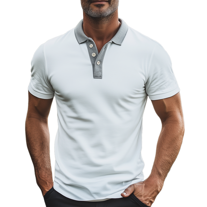 Men's Business Colorblock Polo Neck Short Sleeve T-Shirt MTA2119G4U