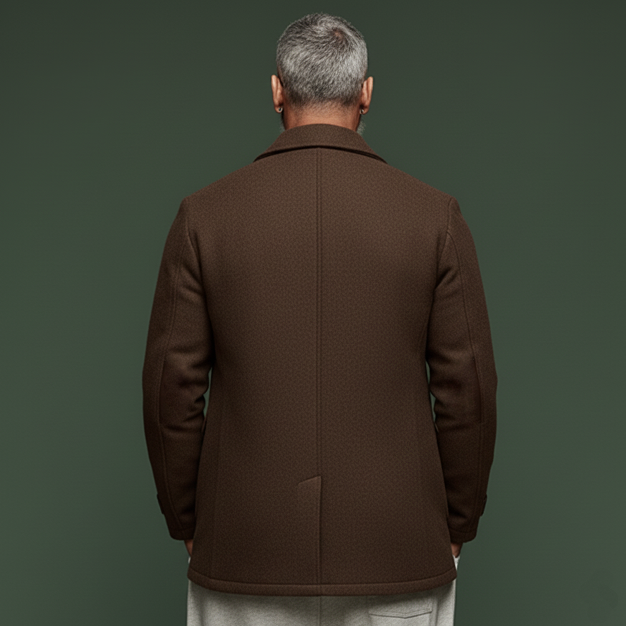 Men's Classic Retro Lapel Patchwork PU Leather Faux Wool Coat MTA0381K8K