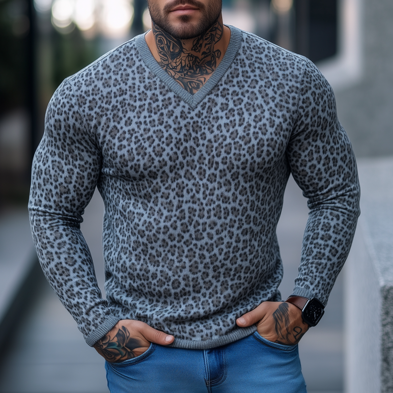Men's Casual Breathable Soft V-neck Slim Fit Thermal Knitted Pullover Sweater MTA1424H2M