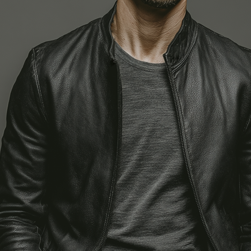 Men's Retro Casual PU Stand Collar Zipper Leather Jacket MTA2750K3TO