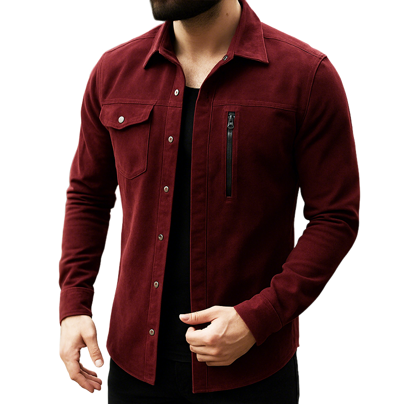Men's Casual Vintage Suede Lapel Long-sleeved Shirt Jacket MTA0664H5TO