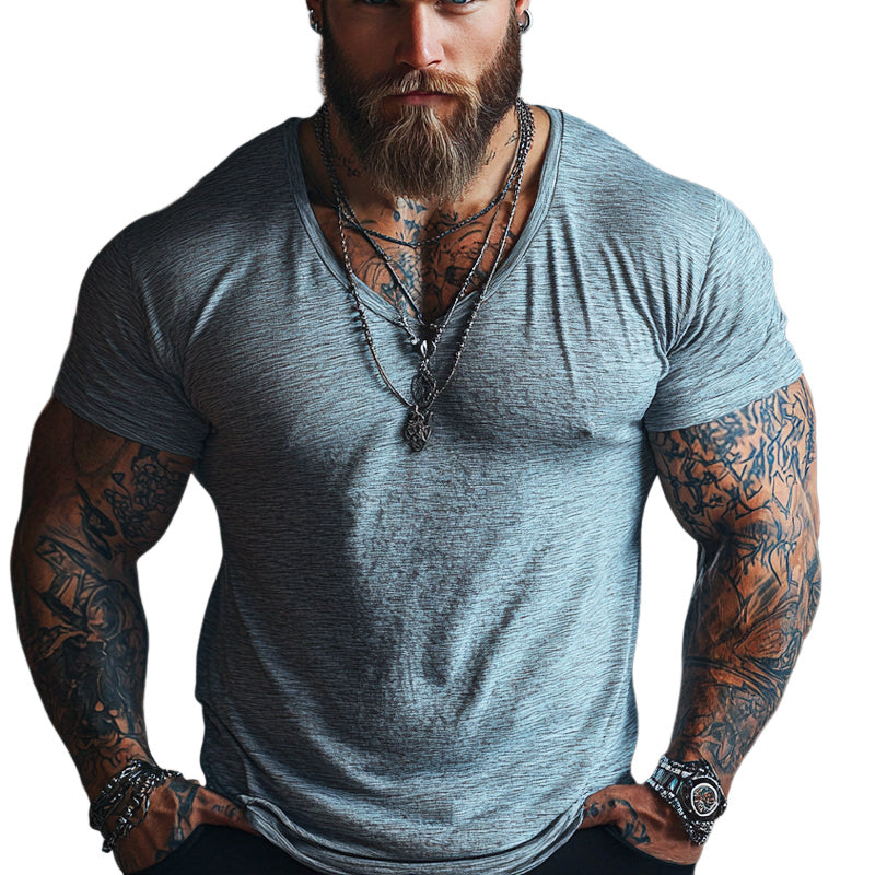 Men's Cotton Blended V-Neck Short Sleeve T-Shirt MTA3078D8X