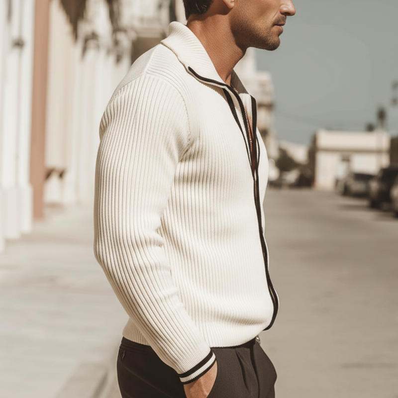 Men's Modern Fashion Striped Button-Up Knit Cardigan MTA1685L1U