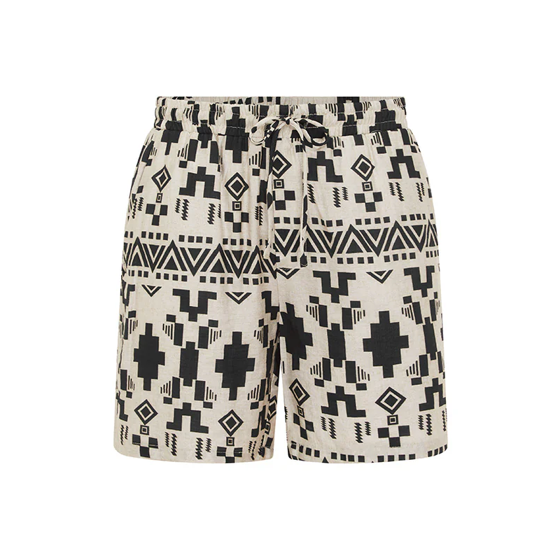 Men's Spring And Summer Fashion Casual Chiffon Printed V-Neck Short Sleeve T-Shirt Shorts Set MTA0954G6K