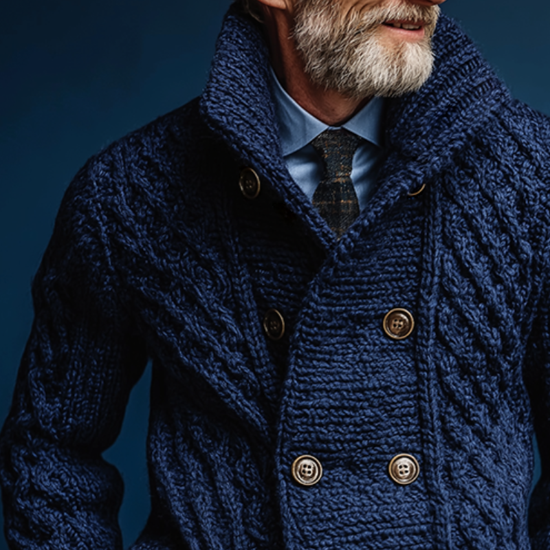 Men's Retro Casual Solid Color Double Breasted Knitted Cardigan Sweater  MTA1164J5TO
