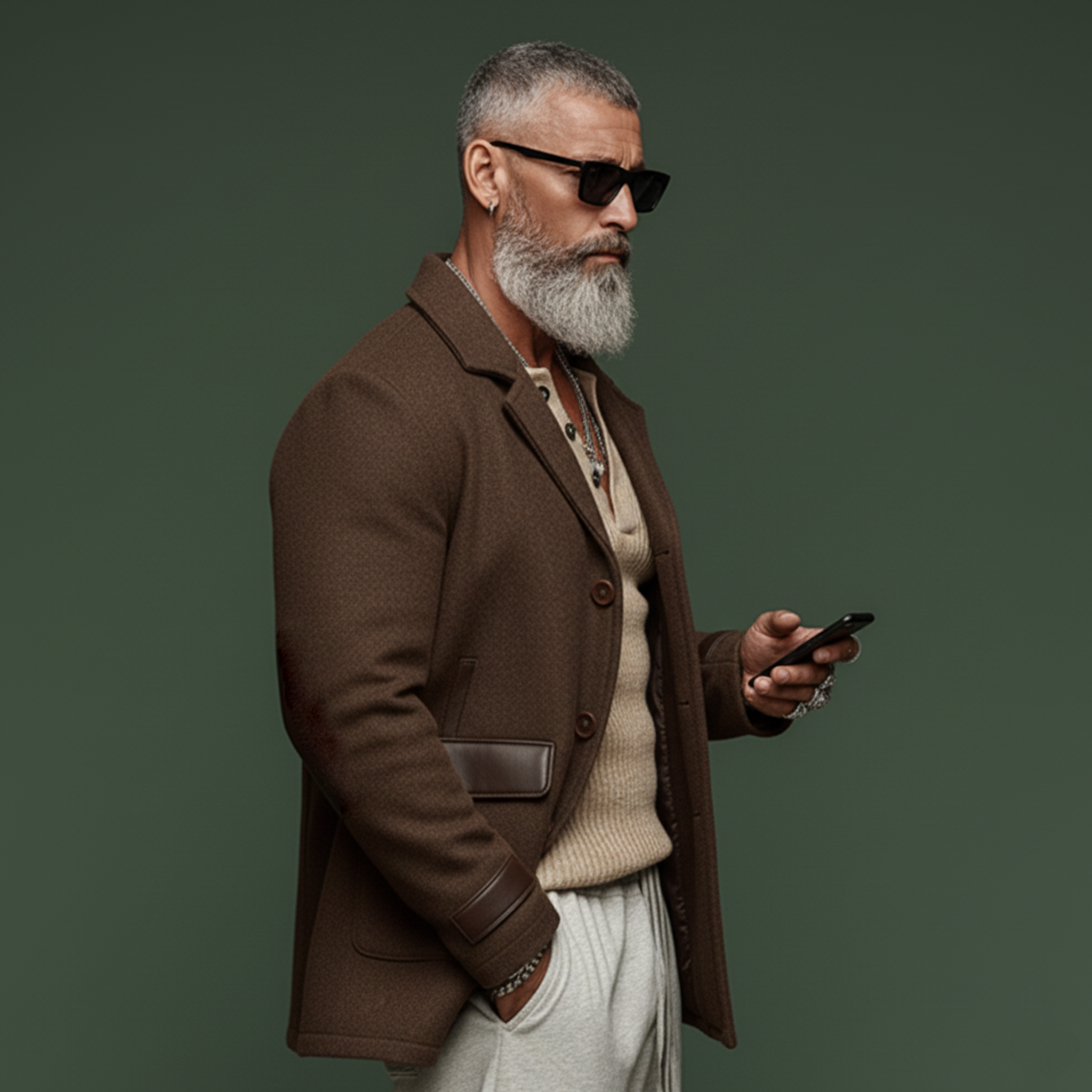 Men's Classic Retro Lapel Patchwork PU Leather Faux Wool Coat MTA0381K8K