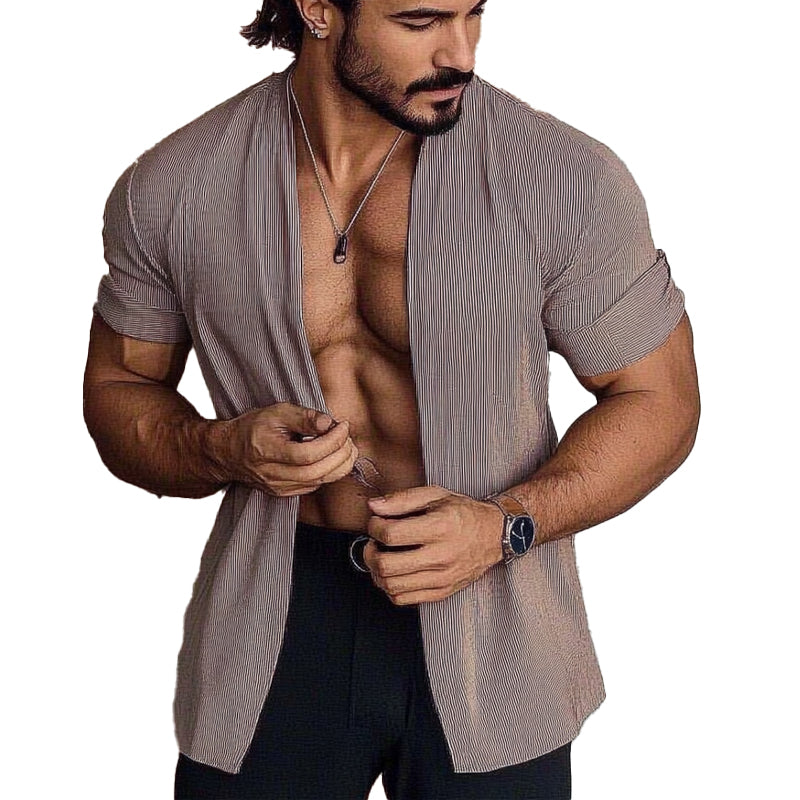 Men's Casual Solid Color Three-quarter Sleeve Cardigan 36200600X