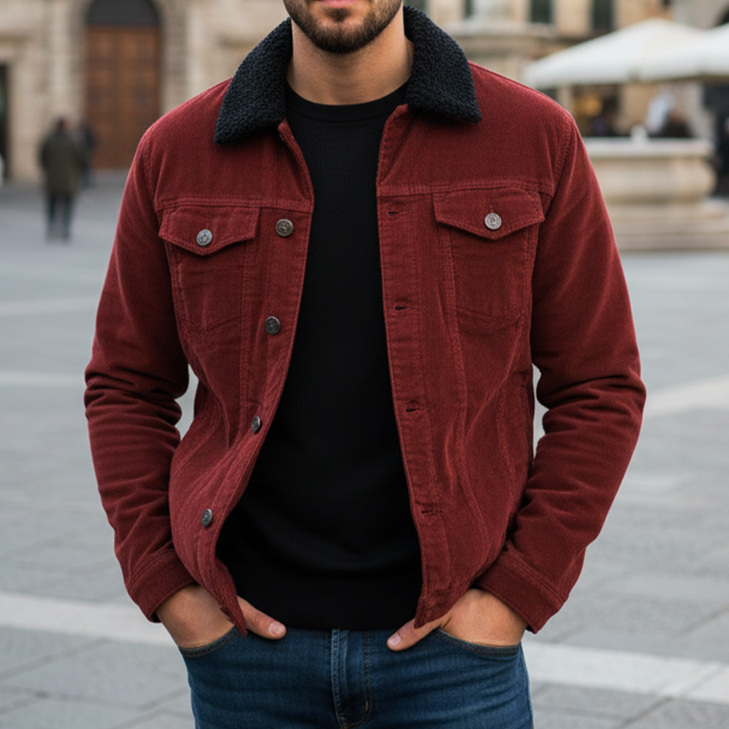 Men's Classic Suede  And Fleece Collar Jacket  MTA1740I9U