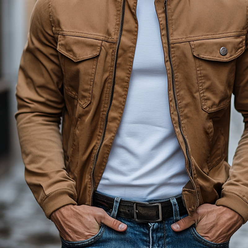 Men's Cotton Multi-Pocket Casual Baseball Collar Jacket MTA1911G9X