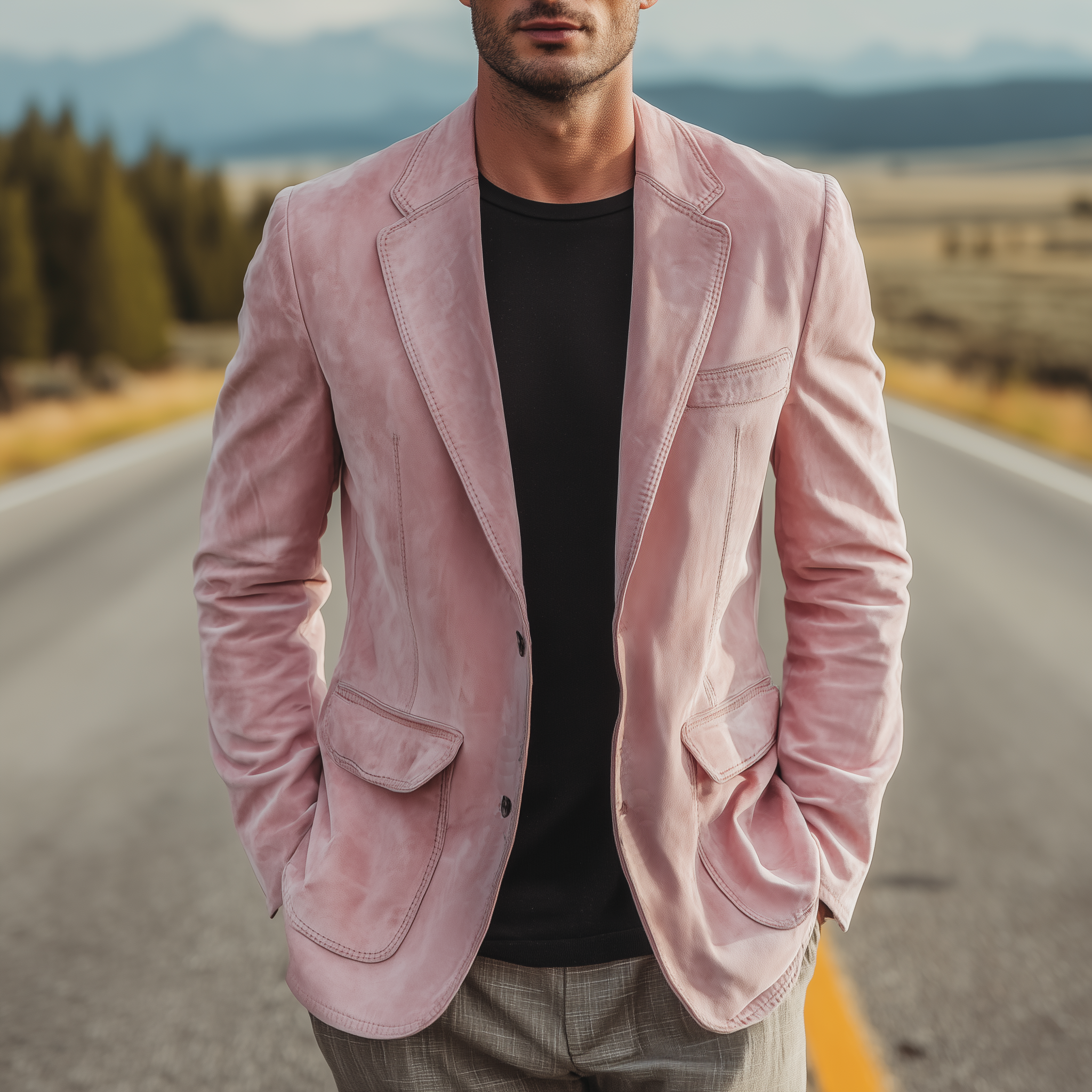 Men's Retro Fashion Gentleman Suede Single-breasted Slim-fit Blazer MTA0162H1K