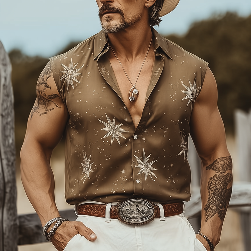 Men's Summer Fashion Printed Sleeveless Shirt MTA1949F6U