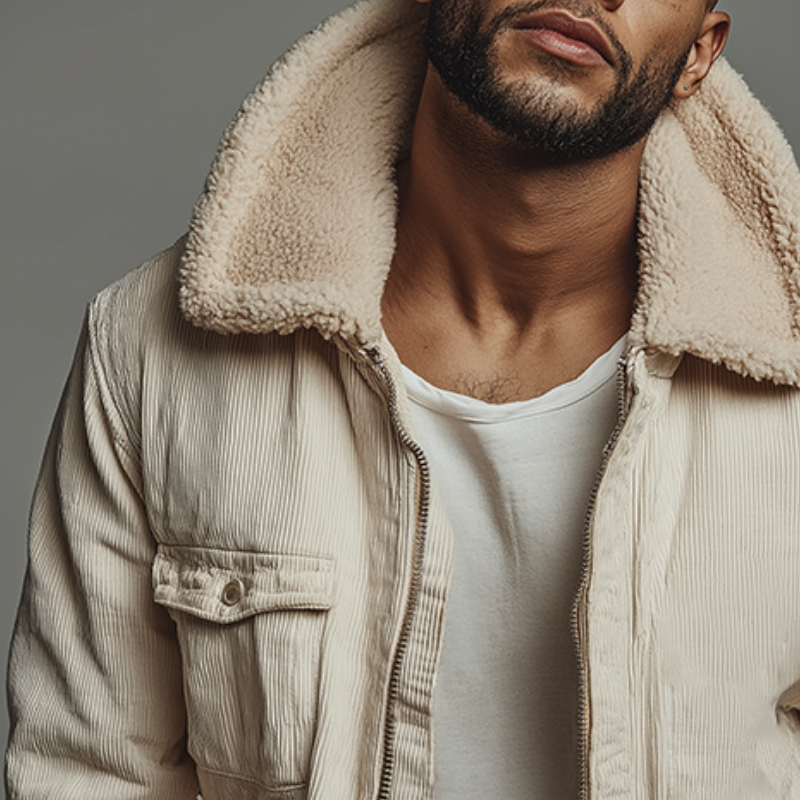 Men's Retro Casual Corduroy Fur Collar Zipper Jacket MTA3145J4TO