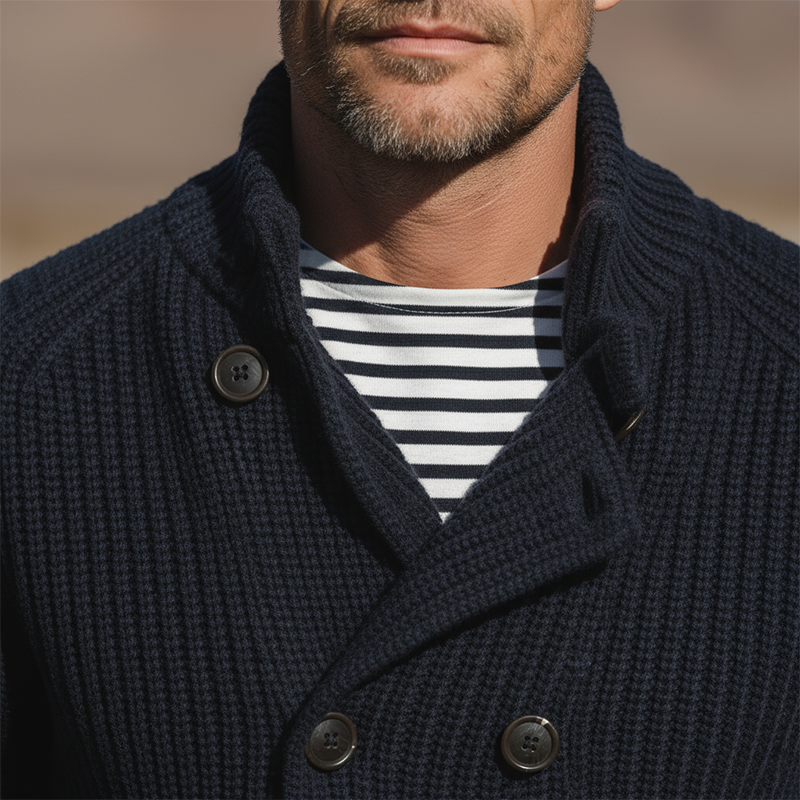 Men's Autumn And Winter Fashion Double-breasted Cotton Yarn Knitted Cardigan MTA2325I7P