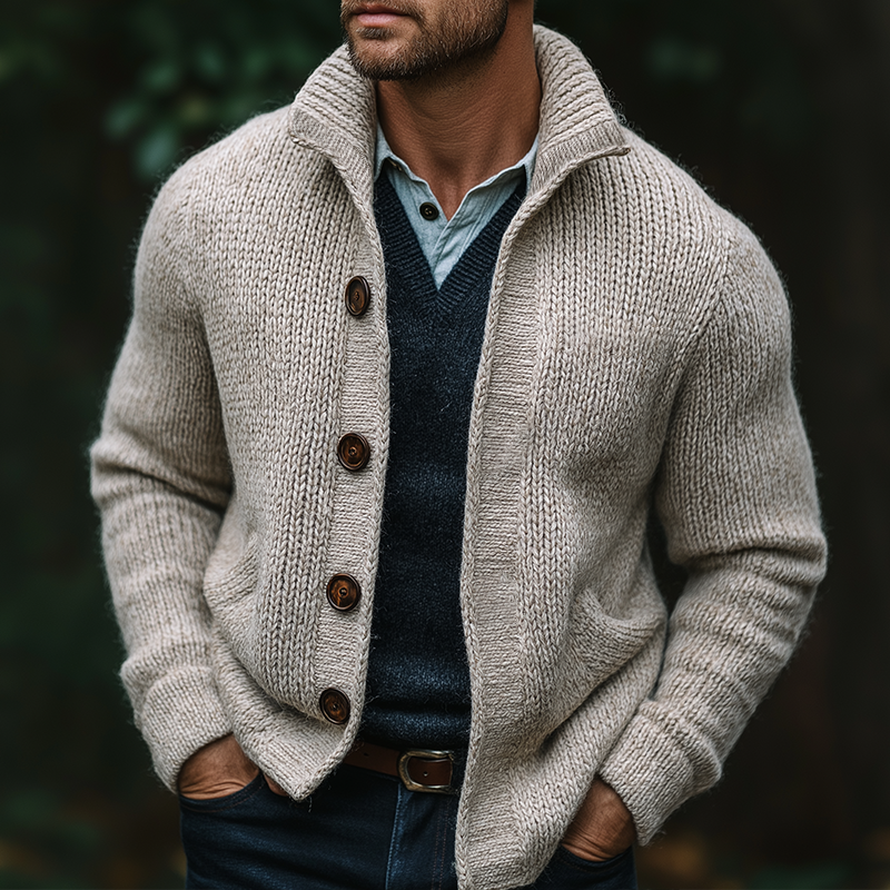 Men's Vintage Casual Knit Button Cardigan MTA2171J2TO