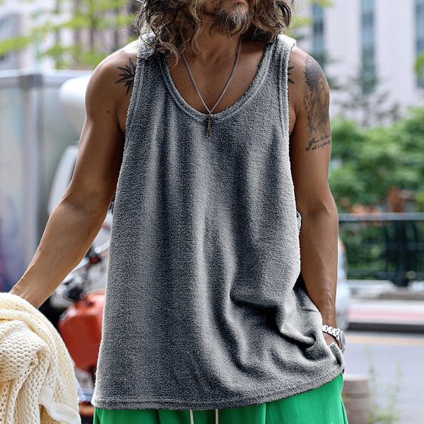 Men's Casual Round Neck Solid Color Tank Top 15988785X