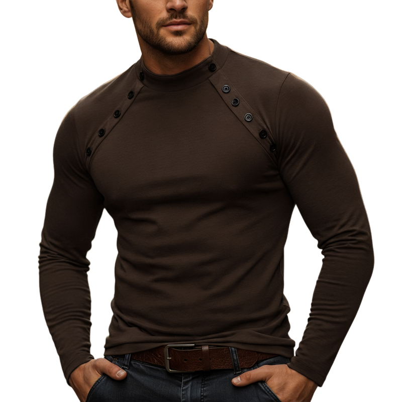 Men's Basic Solid Color Slim Fit Pullover Long-sleeved T-shirt MTZ0704A7U