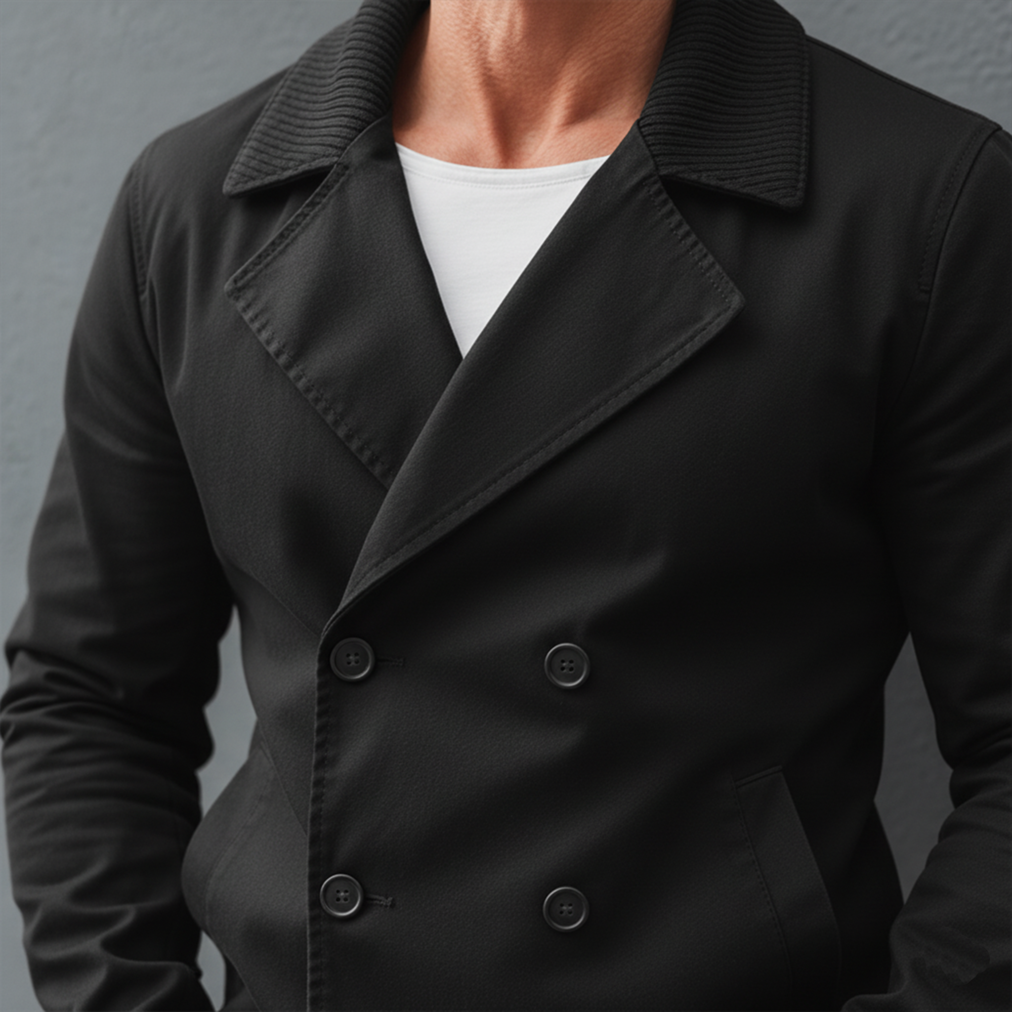 Men's Classic Corduroy Lapel Double-Breasted Cotton Blend Slim Fit Jacket MTA2476J0K