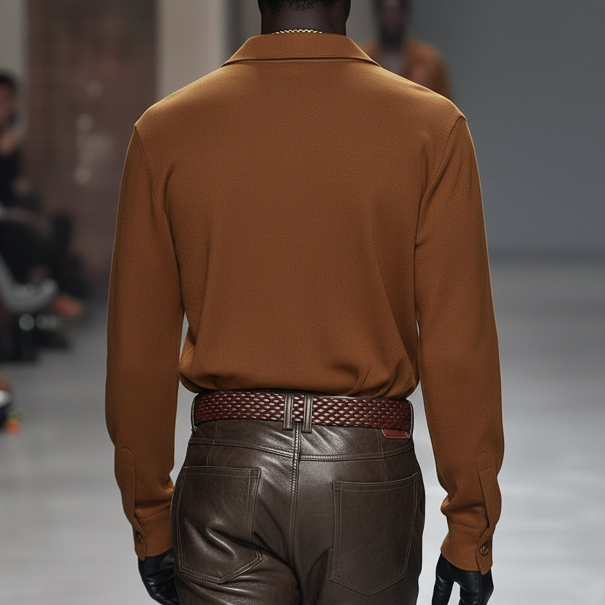 Men's Personalized And Stylish Embroidered Faux Suede Long-sleeved Shirt MTA0970L7K