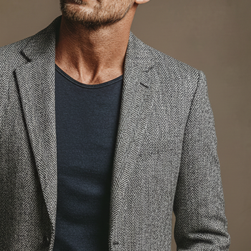 Men's Herringbone Blend Lapel Blazer MTA0672K7X