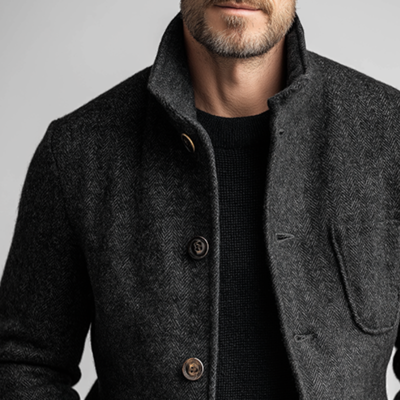 Men's Retro Casual Herringbone Stand Collar Jacket MTA2862K8TO