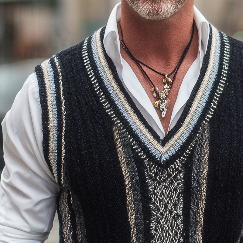 Men's Classic Retro V-Neck Knitted Pullover Vest MTA1947H6U