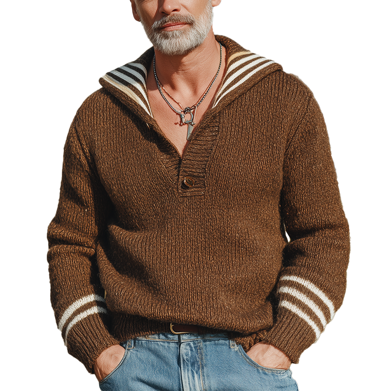 Men's Winter Fashion Sailor Collar Cotton Knitted Sweater MTA1886I3P