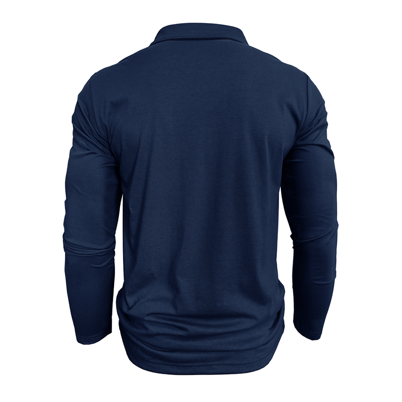 Men's Contrast Color Cotton Blend Long-sleeved Polo Shirt MTA2827G5X
