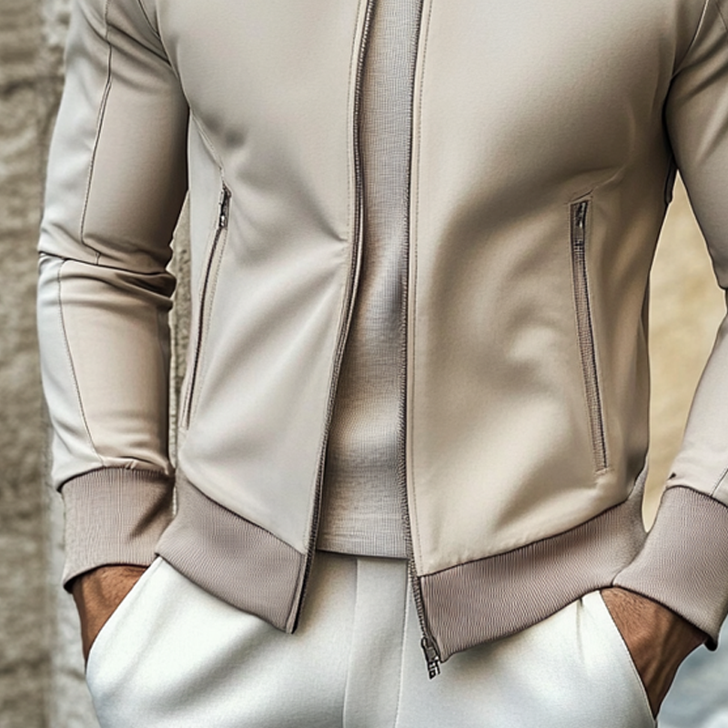 Men's Sports Casual Solid Color Baseball Collar Jacket MTA3165G6X
