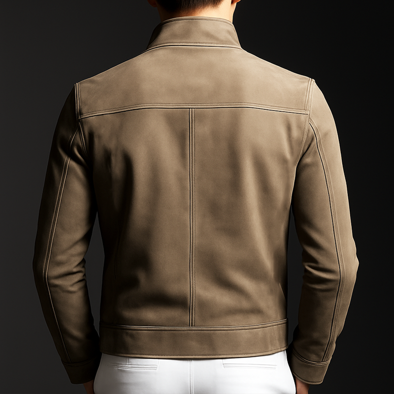 Men's Vintage Khaki Stand Collar Suede Jacket MTA0449I4U