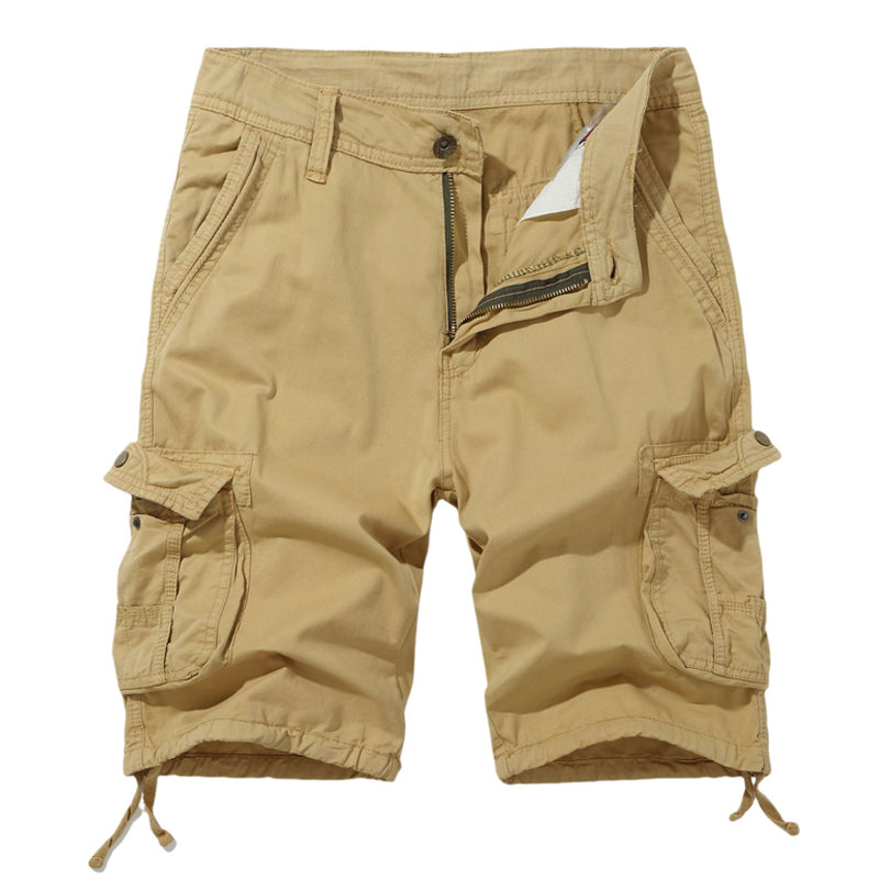 Ensfargede Cargo-shorts i bomull og lin for menn 16008181X