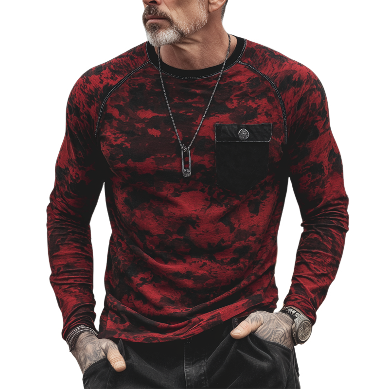 Men's Retro Crew Neck Camouflage Long Sleeve T-Shirt MTA1495H5U