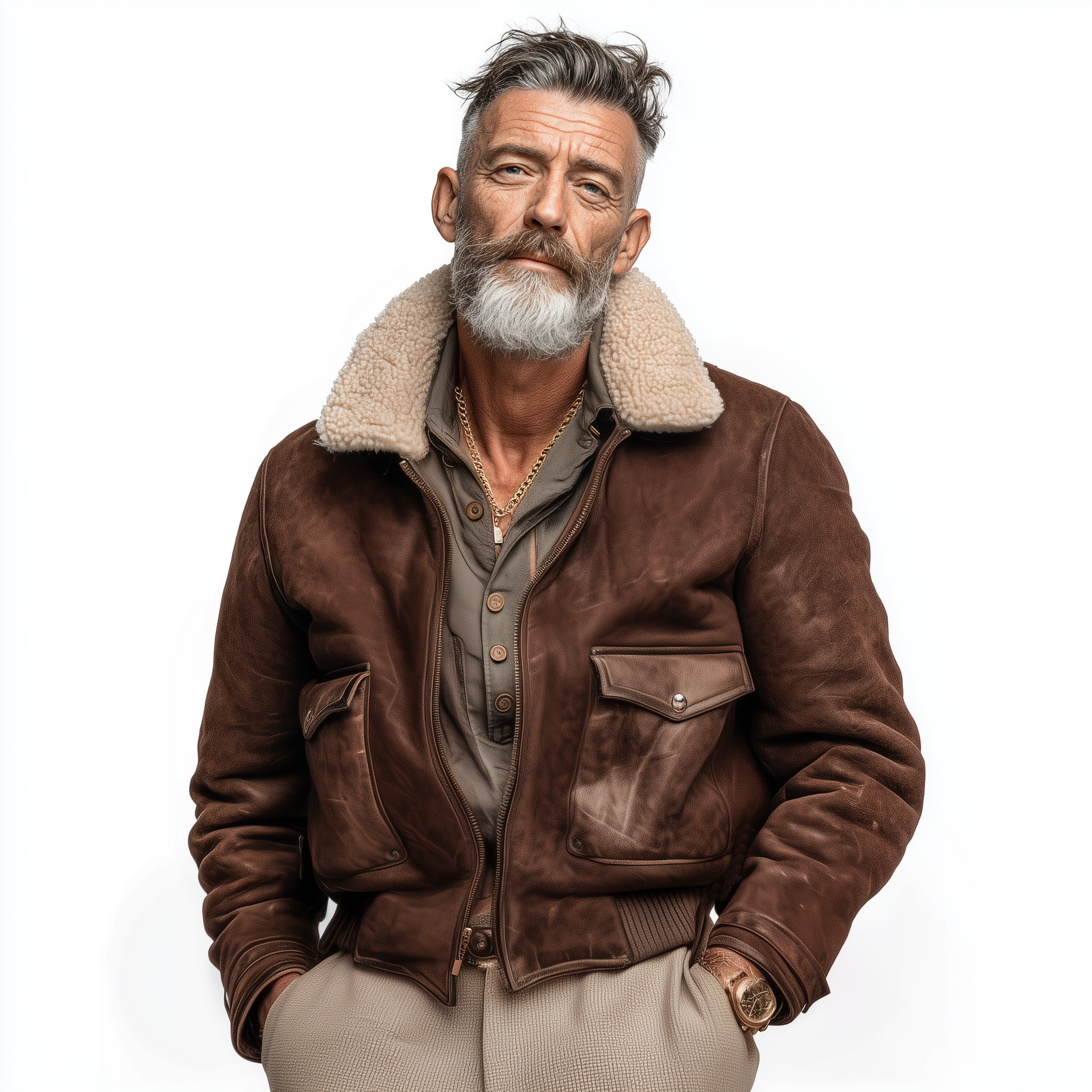 Men's Classic Vintage Western Tough Style Detachable Fur Collar Faux Suede Leather Zip-Up Jacket MTA0918J2K