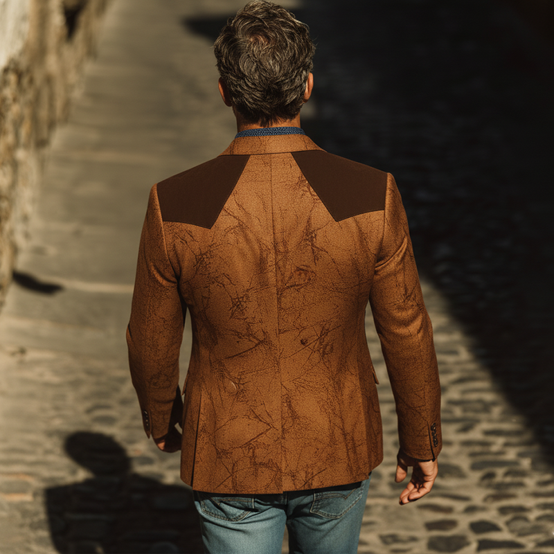 Men's Autumn Fashion Retro Faux Suede Patchwork Suit Jacket MTA1533I8P