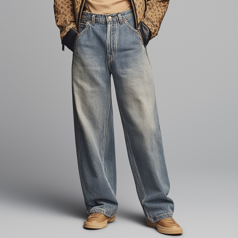 Men's Vintage Washed Denim Straight Jeans MTA2935H2P