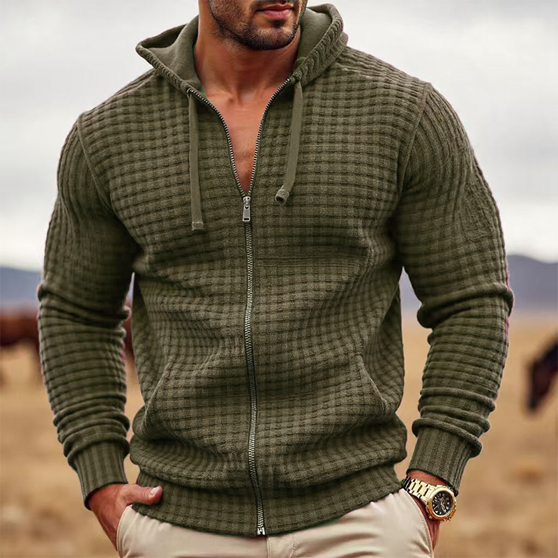 Men's Solid Color Loose Fleece Hooded Jacket MTA2560H3X