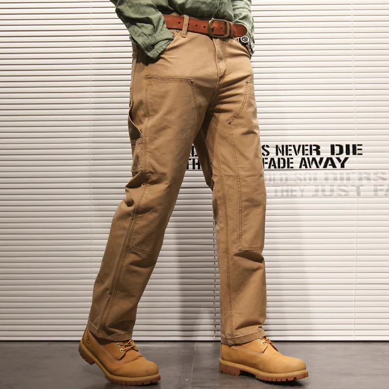 Men's Fashion Solid Straight Multi-pocket Cargo Pants 39130212Z