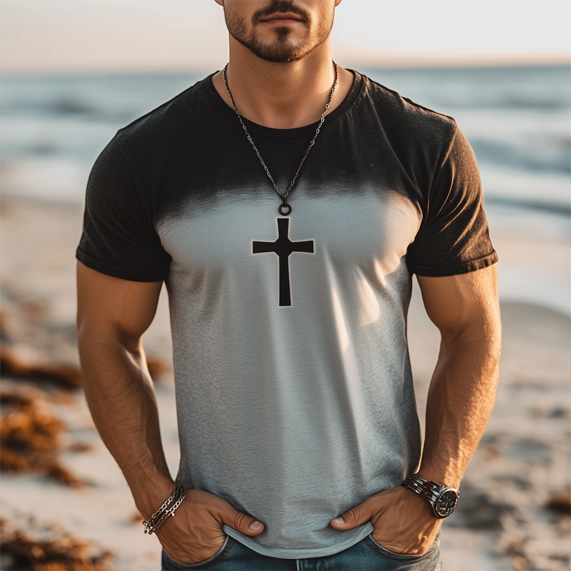 Men's Summer Casual Colorblock Printed Short Sleeve T-Shirt MTA2236G4U