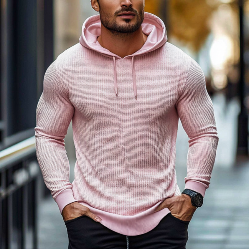 Men's Classic Casual Slim Fit Waffle Hoodie 40081893K