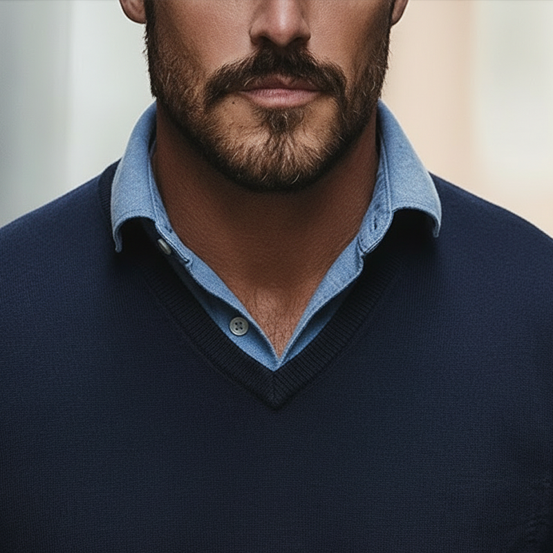 Men's Simple Detachable Collar Knitted Long-sleeve T-shirt MTA1775L4P