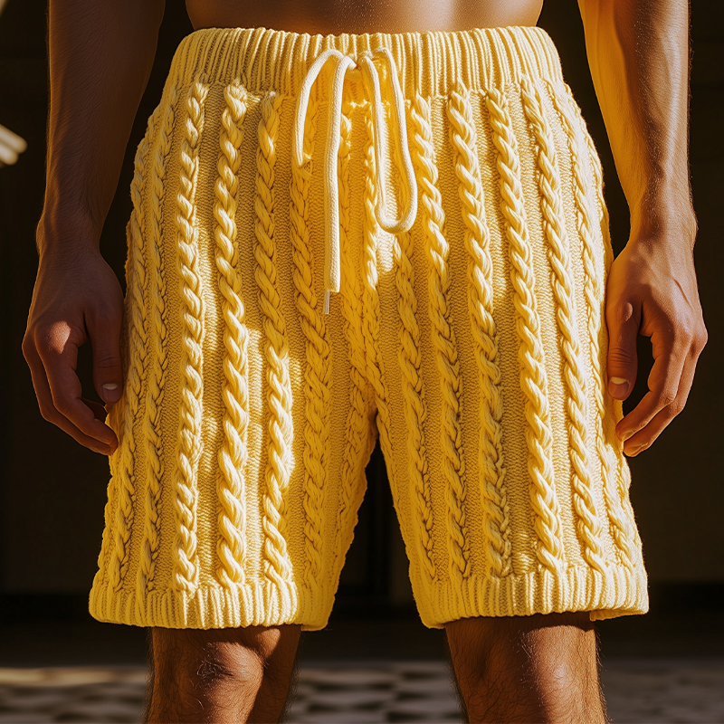 Men's Summer Fashion Casual Three-Dimensional Texture Knitted Elastic Waist Shorts MTA2066F5K